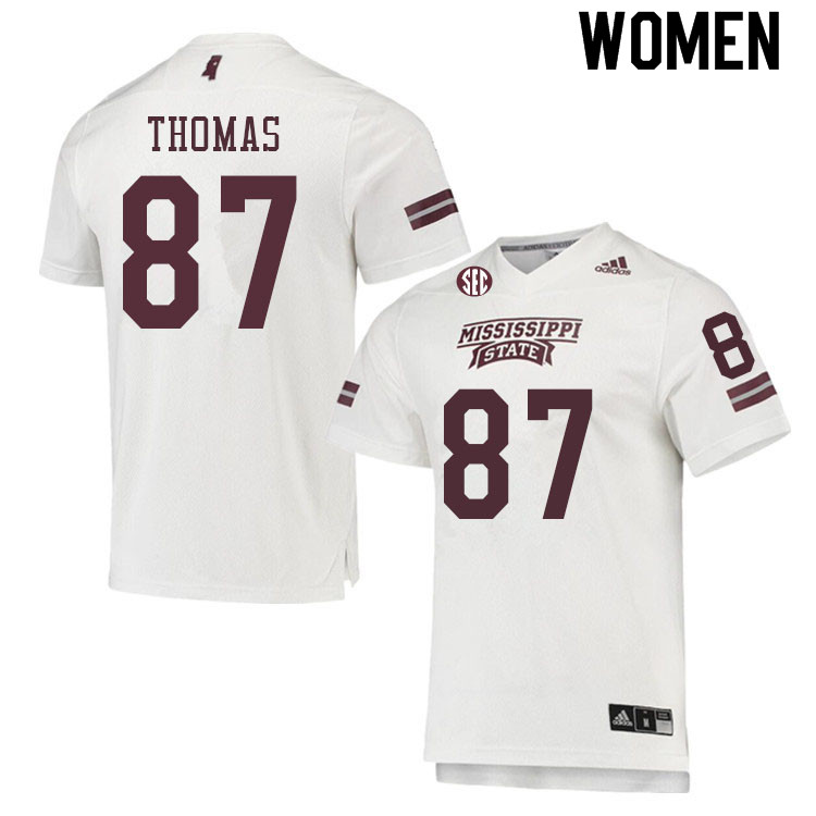 Women #87 Zavion Thomas Mississippi State Bulldogs College Football Jerseys Sale-White